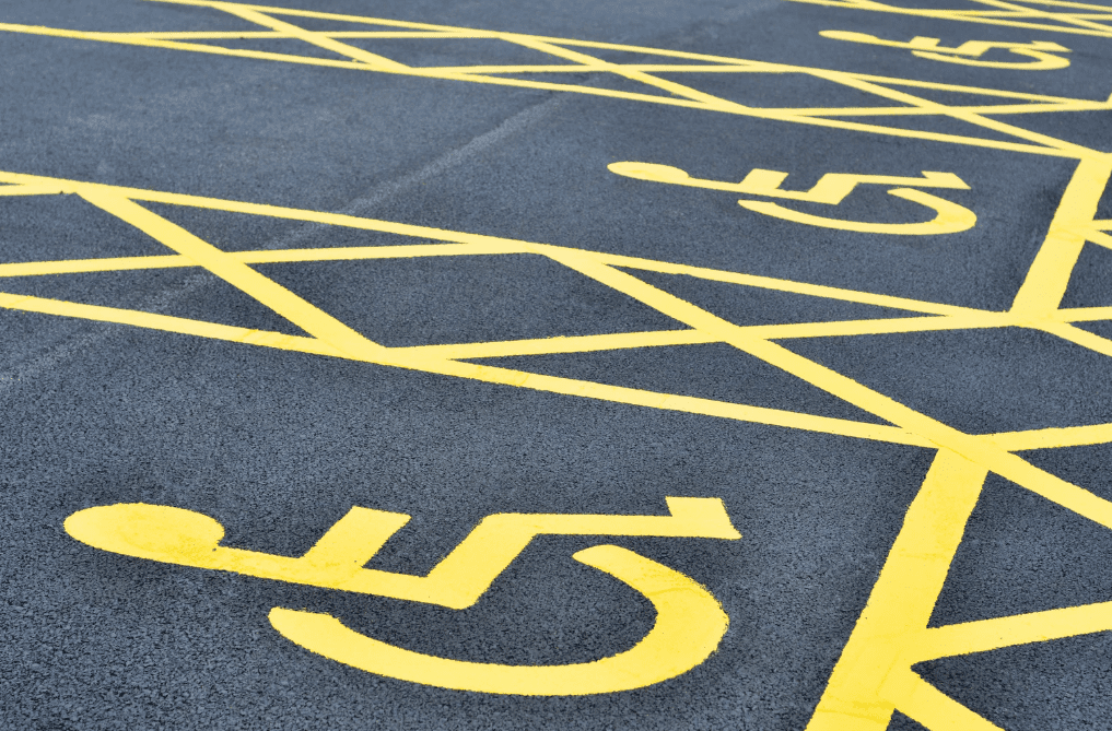 Freshly painted disabled access parking spaces