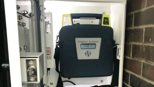 Defib_interior_resized Fitter Defibrillator Cabinet inside the community building.